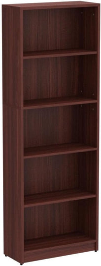 5 Shelf Wood Bookcase Freestanding Display Shelf Adjustable Layers Bookshelf for Home Office Library Small Narrow Space(Cherry, 5-Layers,24.4W x 11.6D x 68.9H inch) - LeafyLoom