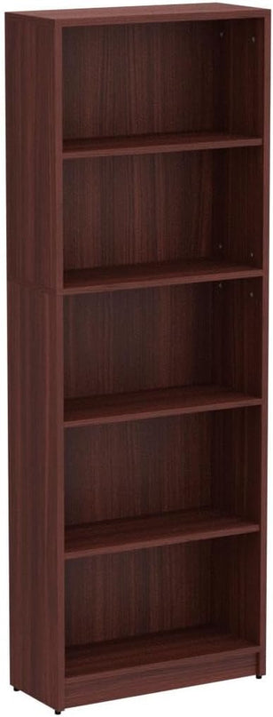 5 Shelf Wood Bookcase Freestanding Display Shelf Adjustable Layers Bookshelf for Home Office Library Small Narrow Space(Cherry, 5-Layers,24.4W x 11.6D x 68.9H inch) - LeafyLoom
