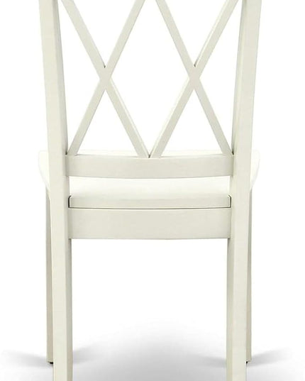 East West Furniture Dining CLC-LWH-W Clarksville Double X-Back Formal Chairs in Linen White Finish (Set of 2) - LeafyLoom