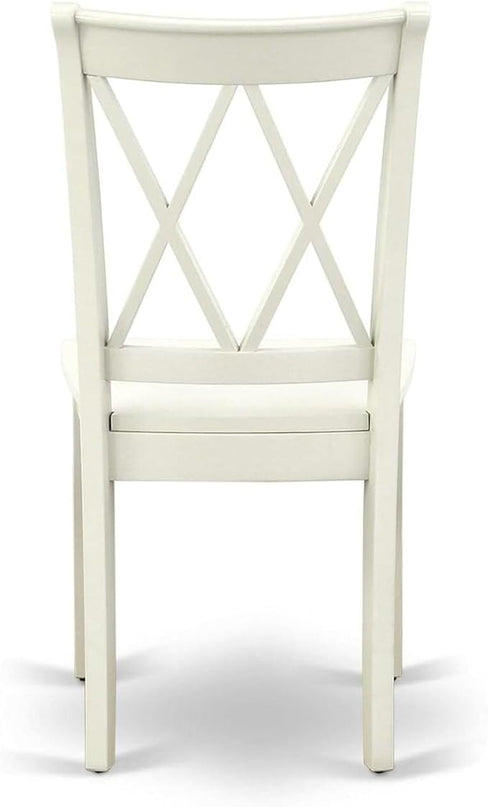 East West Furniture Dining CLC-LWH-W Clarksville Double X-Back Formal Chairs in Linen White Finish (Set of 2) - LeafyLoom