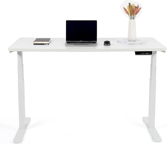 55“*27.5”Height Adjustable Electric Standing Desk with Storage Sit Stand Desk Computer Desk Home Office Desk Memory Controller by BOSCH Motor by BOSCH (Wood/White Frame 55 * 27.5) - LeafyLoom