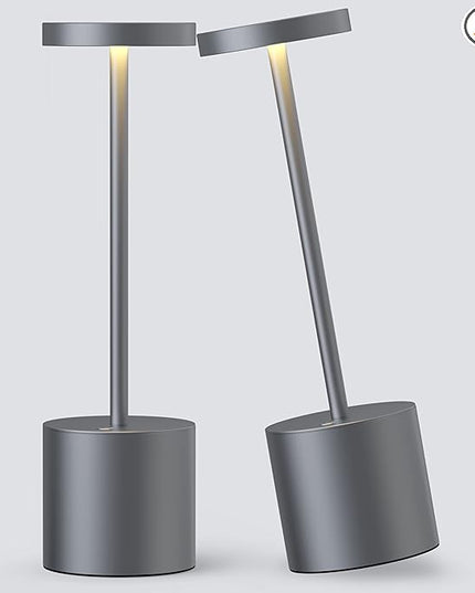 2Pack Cordless Table Lamp, Rechargeable LED Battery 5000mAh Metal USB Portable Powered Desk Lamp, 3 Levels Brightness Light for Restaurants Outdoor (2pack 10.25in Grey) - LeafyLoom