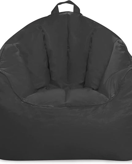 Posh Creations Structured Comfy Bean Bag Chair for Gaming, Reading, and Watching TV, Malibu Lounge, Microsuede - Charcoal Gray - LeafyLoom