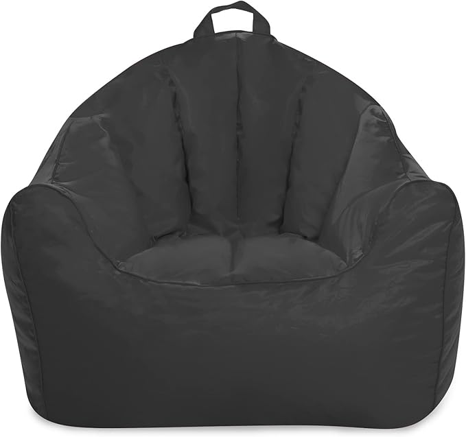 Posh Creations Structured Comfy Bean Bag Chair for Gaming, Reading, and Watching TV, Malibu Lounge, Microsuede - Charcoal Gray - LeafyLoom