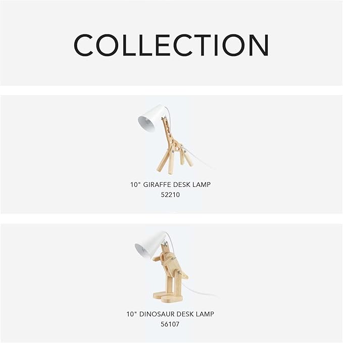 Globe Electric 52210 Gigi Giraffe 11" Wooden Novelty Lamp, White Shade, in-Line On/Off Rocker Switch - LeafyLoom