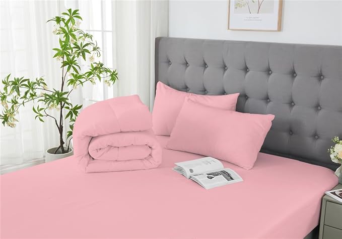 3 Piece Solid Color All Season Bedding Comforter Set Microfiber Soft Lightweight Bedding Set for Kids Teens Adults Room Decor with 1 Comforter and 2 Pillowcases King - LeafyLoom