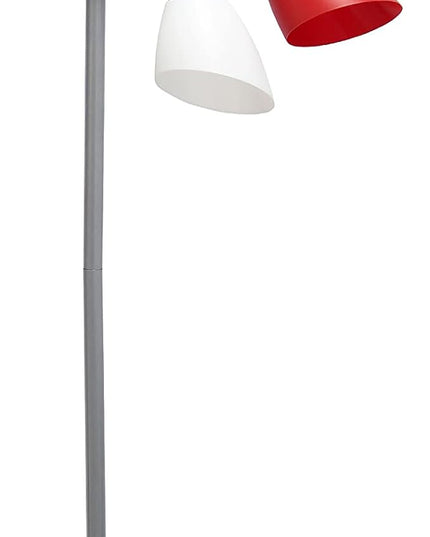 Simple Designs LF2006-SDM 67" Contemporary Multi Head Medusa 5 Light Adjustable Gooseneck Silver Floor Lamp with Primary Dark Multicolored Shades for Kids Bedroom Playroom Living Room Office - LeafyLoom
