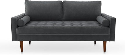 Velvet Furniture for Small Spaces, Mid-Century Modern Loveseats for Living Room, Love Seat Couch Sofas, 70 Inches, Grey - LeafyLoom