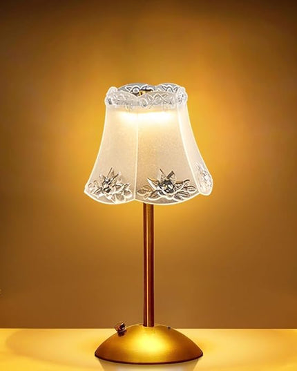 Portable Crystal Table Lamp,Cordless Metal Vintage Desk Lamp,3 Color Touch Control Rechargeable Lamp,3-Levels Brightness Room Decor Desk Lamp,Living Room,Kitchen,Dining Room Lamp (Gold-1) - LeafyLoom