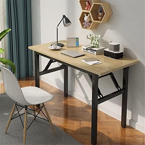 SogesGame Computer Desk, 47 Inch Modern Simple Style Folding Tables, Home Office Writing Desk, Folding Table, No Install Needed, Teak Black - LeafyLoom