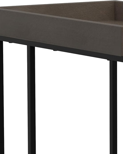 SIMPLIHOME Gallagher SOLID MANGO WOOD and Metal Wide Rectangle Industrial C Side Table Fully Assembled for The Living Room and Bedroom, 12 inch, Walnut Brown - LeafyLoom