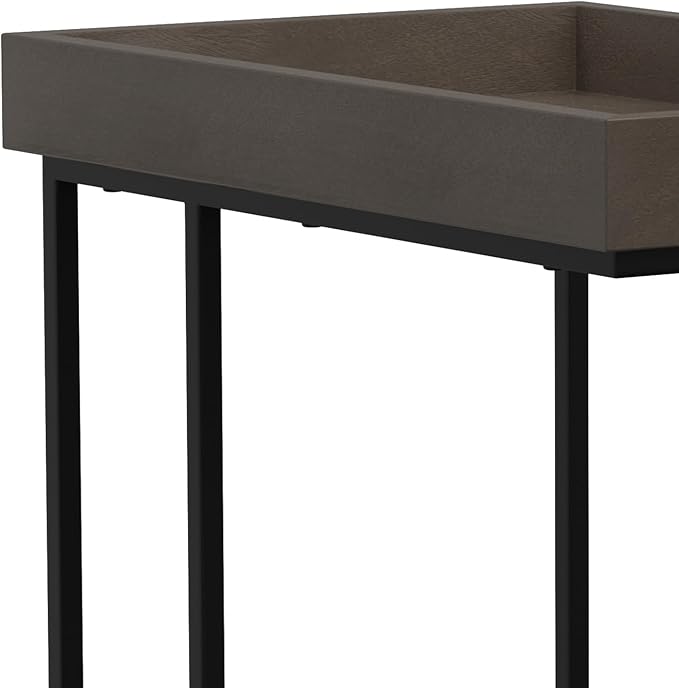 SIMPLIHOME Gallagher SOLID MANGO WOOD and Metal Wide Rectangle Industrial C Side Table Fully Assembled for The Living Room and Bedroom, 12 inch, Walnut Brown - LeafyLoom
