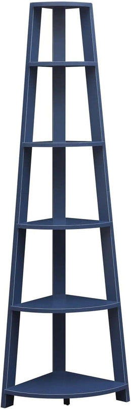Convenience Concepts Newport 5-Tier Corner Bookshelf, Cobalt Blue - LeafyLoom