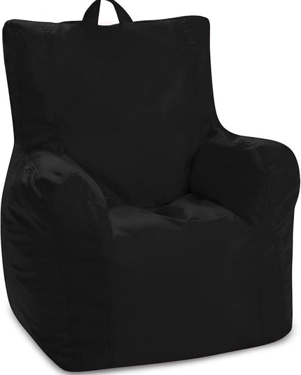 Posh Creations Structured Comfy Bean Bag Chair for Gaming, Reading, and Watching TV, Pasadena Chair, Microsuede - Black - LeafyLoom