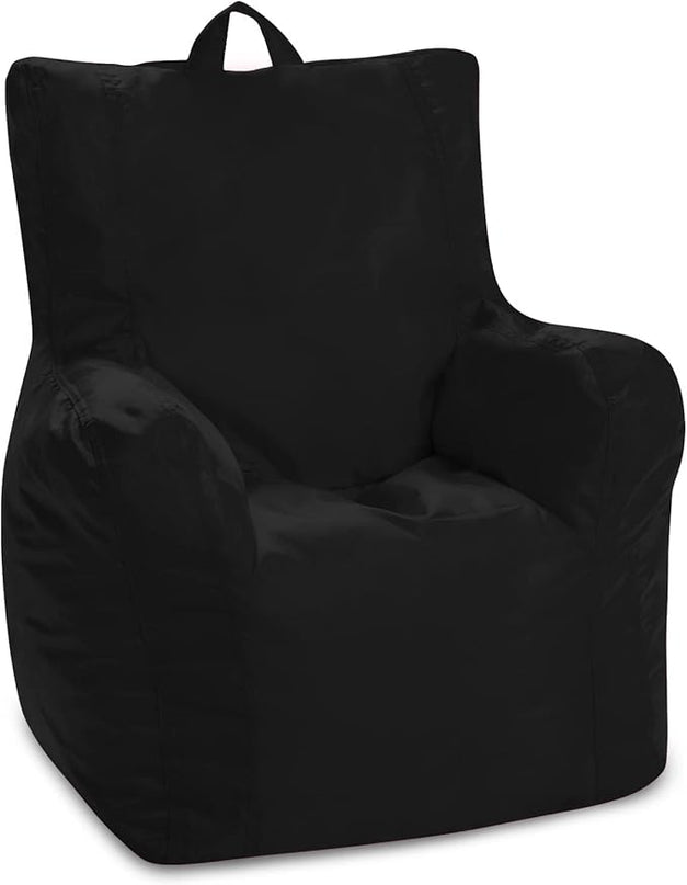 Posh Creations Structured Comfy Bean Bag Chair for Gaming, Reading, and Watching TV, Pasadena Chair, Microsuede - Black - LeafyLoom