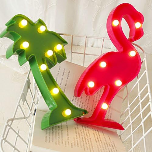 AceList Tropical Luau Party Supplies Flamingos Palm Trees Sign Light for Hawaiian Themed Party Decoration Birthday Bedroom Wall Decor Table Centerpieces - LeafyLoom