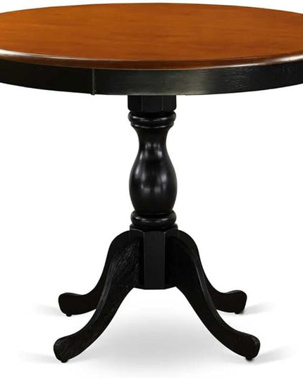 East West Furniture AMAV5-BCH-LC 5 Piece Modern Set includes a Round Kitchen Table with Pedestal and 4 Faux Leather Upholstered Dining Chairs, 36x36 Inch - LeafyLoom
