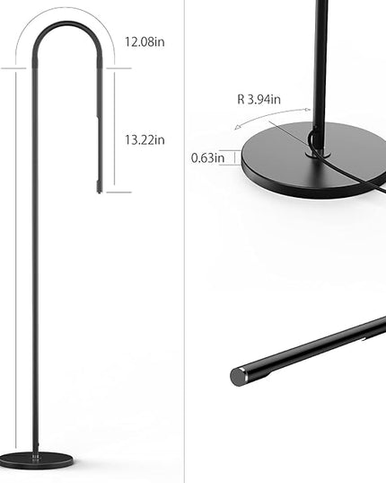 LED Floor Lamp,Dimmable Floor 5 Brightness Levels & 4Color Temperature, 7W, Touch Control, Adjustable Gooseneck, Memory Function, Standing Lamp for Living Room, Bedroom, Office, Study (①Black) - LeafyLoom