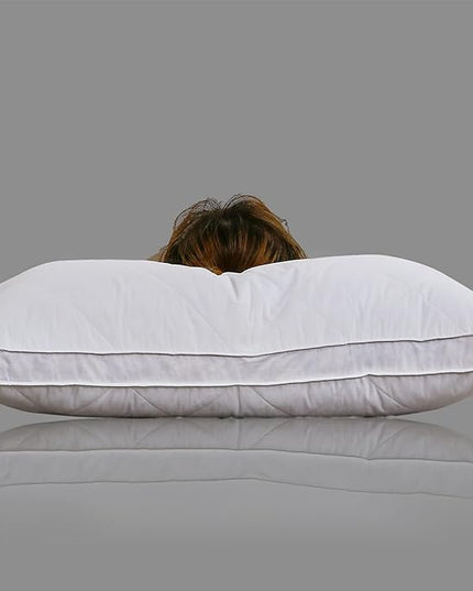 Three Geese Pack of 2 White Goose Feather Bed Pillows Queen/Standard Size- Soft 600 Thread Count 100% Cotton, Medium Firm,Soft Support Surround Fill Polyester,White Solid - LeafyLoom