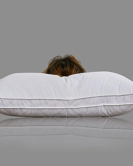 Three Geese Pack of 2 White Goose Feather Bed Pillows King Size - Soft 600 Thread Count 100% Cotton, Medium Firm,Soft Support Surround Fill Polyester, White Solid - LeafyLoom