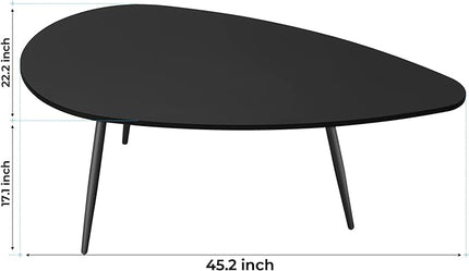 SAYGOER Black Small Coffee Table Modern Oval Coffee Tables Retro Center Table for Small Space Mid Century Coffee Table Rustic Accent Table for Living Room Home Office, Easy Assembly - LeafyLoom