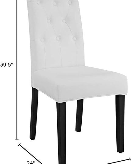 Modway Confer Modern Tufted Faux Leather Upholstered Parsons Two Dining Chairs in White - LeafyLoom
