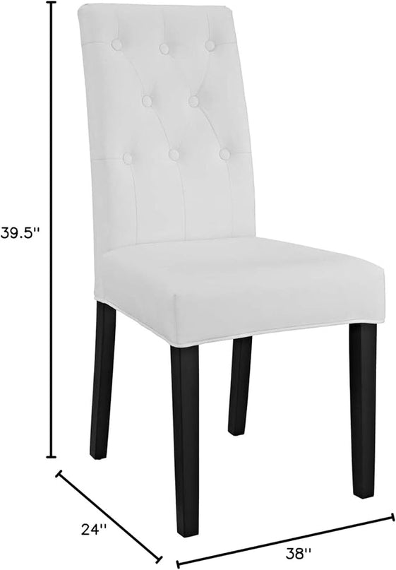 Modway Confer Modern Tufted Faux Leather Upholstered Parsons Two Dining Chairs in White - LeafyLoom