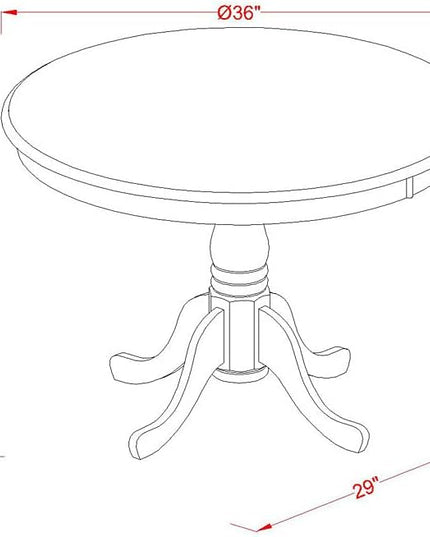 East West Furniture ANPF5-CAP-W 5 Piece Room Set Includes a Round Wooden Table with Pedestal and 4 Kitchen Dining Chairs, 36x36 Inch - LeafyLoom