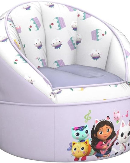 Idea Nuova Gabbys Dollhouse Purple Round Bean Bag Chair for Kids, Ages 3+, Large - LeafyLoom