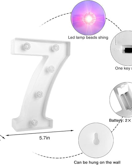 Glintee Decorative Led Light Up Number, Light Up Number Sign for Night Light Wedding Birthday Party Christmas Home Bar Decoration Number-(Number 7) - LeafyLoom