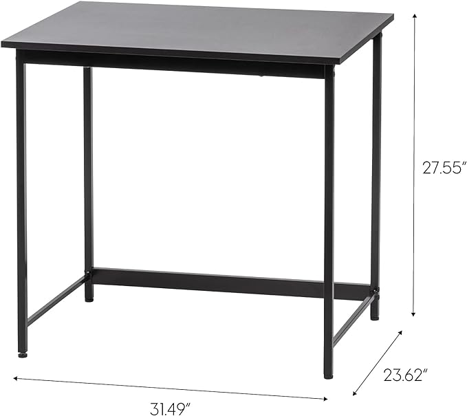 IRIS USA 32 Inch Modern Laptop and Computer Desk Office Table for Home Office, Water and Scratch Resistant Surface Gaming Desk, Easy to Assemble Black Desk - LeafyLoom