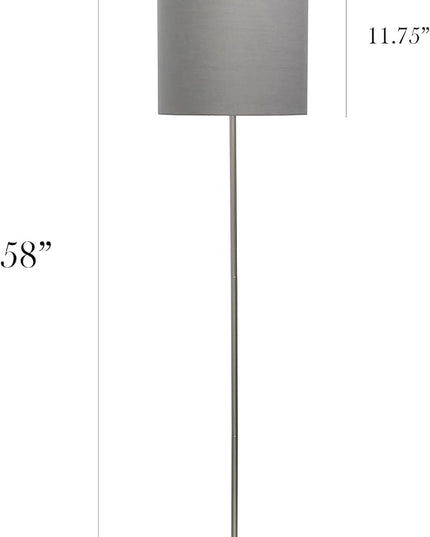 Simple Designs LF2004-GRY Brushed Nickel Stick Drum Shade Floor Lamp, Gray - LeafyLoom
