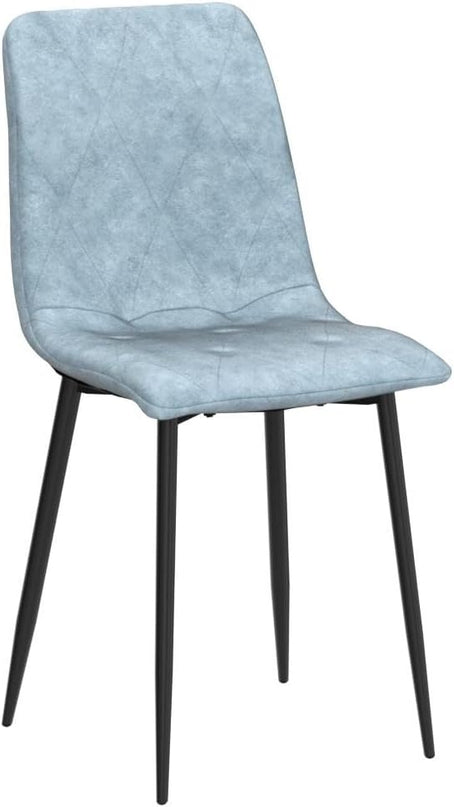 4 Set of Dining Chairs, Metal Frame Dining Chair for Kitchen Room,Technology Cloth Seat Chair for Living Room, Bedroom(Light Blue) - LeafyLoom