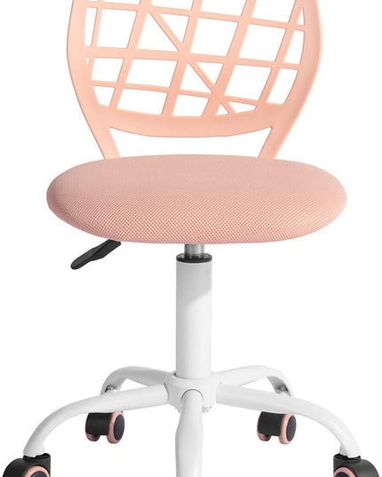 FurnitureR Desk Chair Armless Home Office Task Chair with Mesh Padded Cushion Swivel Study Chair with Rolling Wheels for Teens Child Kids Girls，Pink Plica - LeafyLoom