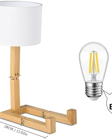 ELINKUME Robot Desk Lamp Set of 2, Creative Bedside Lamp for Bedroom,Wooden Lamp Body Adjustable,DIY E26 Living Room Table Lamps with Fabric Shade,Modern Indoor Decorative Lighting - LeafyLoom