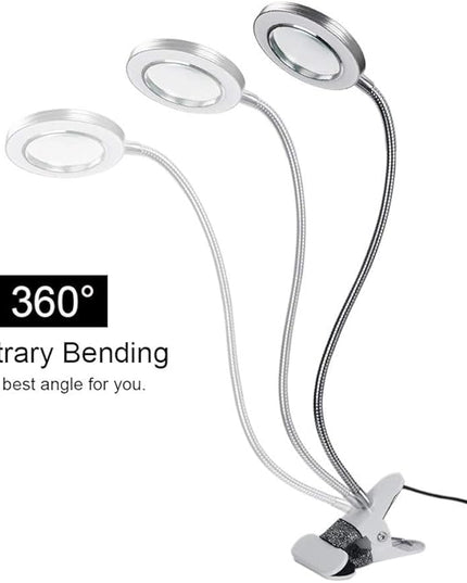 ATOMUS 2.5X Magnifying Lamp, LED USB Rechargeable Tattoo Beauty Magnifier Lamp with Metal Clip for Eyebrow Tattoo Manicure Eyelash Extension Read - LeafyLoom