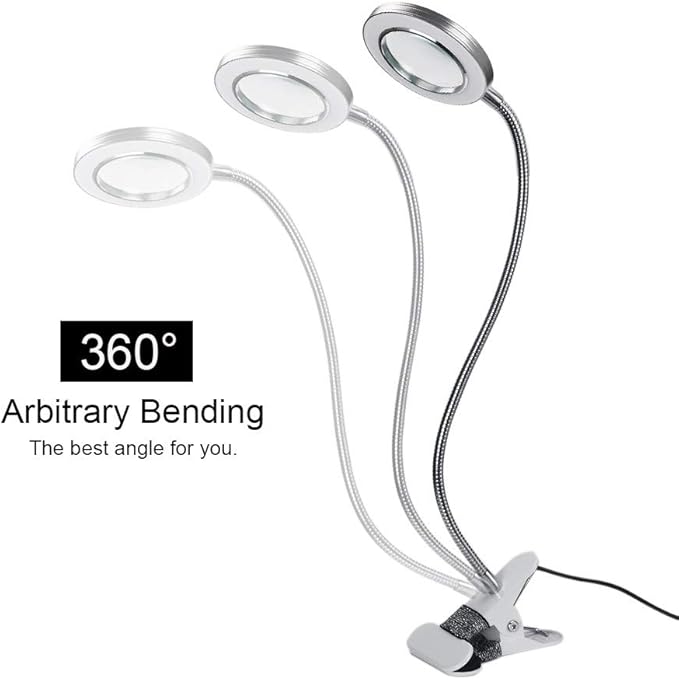 ATOMUS 2.5X Magnifying Lamp, LED USB Rechargeable Tattoo Beauty Magnifier Lamp with Metal Clip for Eyebrow Tattoo Manicure Eyelash Extension Read - LeafyLoom