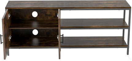 Novilla Retro Farmhouse TV Stand for TVs up to 65 Inches, Living Room Entertainment Center for Flat/Curved Screen, 58 Inches, Brown - LeafyLoom