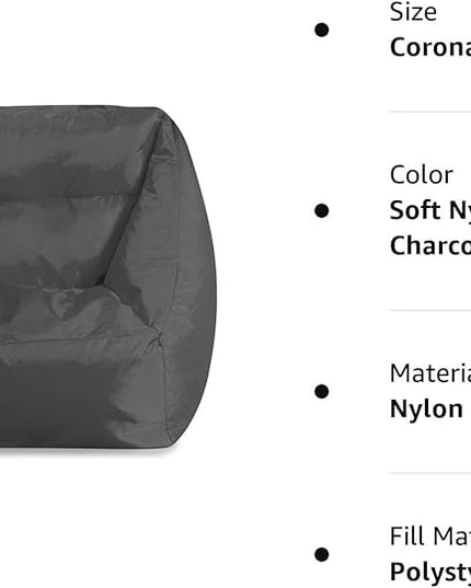 Posh Creations Structured Comfy Seat for Playrooms and Bedrooms, Large Bean Bag Chair, Coronado Chair, Charcoal Gray - LeafyLoom
