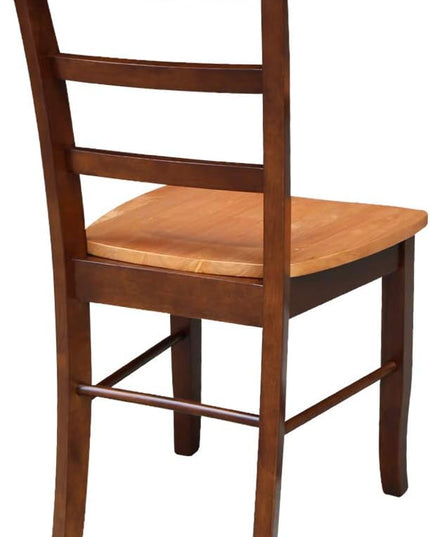 International Concepts Pair of Madrid LadderBack Chairs, Cinnamon/Espresso - LeafyLoom