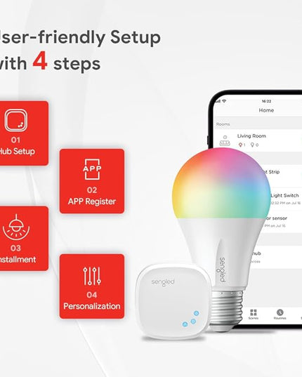 Sengled Zigbee Smart Light Bulbs, Smart Hub Required, Works with SmartThings and Echo with Built-in Hub, Voice Control with Alexa and Google Home, Color Changing 60W Eqv. A19 Alexa Light Bulb, 2 Pack Sengled