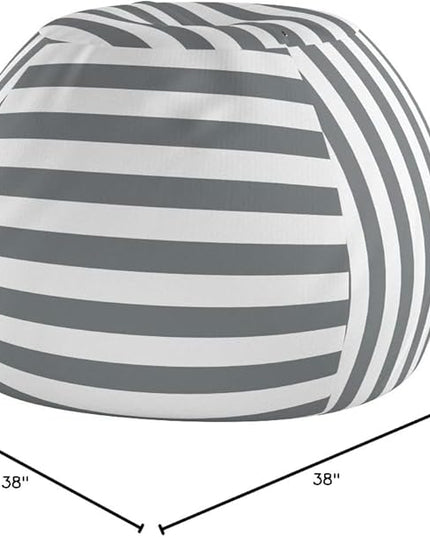 WEKAPO Stuffed Animal Storage Bean Bag Chair Cover for Kids | Stuffable Zipper Beanbag for Organizing Children Plush Toys Large Premium Cotton Canvas (Gray, X-Large) - LeafyLoom