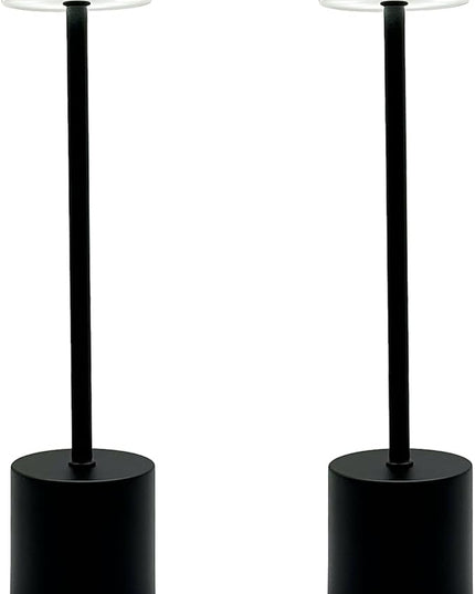 2 Pack Cordless Table Lamp Rechargeable 5000mAh Battery Operated Portable LED Desk Lamp 3 Color Temperature Stepless Dimming for Bedroom Restaurant Coffee Shop Party (Black) - LeafyLoom