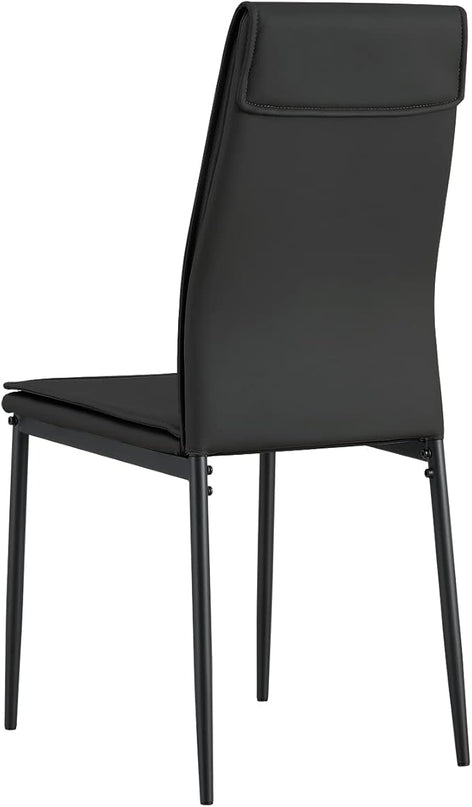 NicBex Dining Table Set for 4 Kitchen & Dining Room Tables 5 Pieces Dining Table Set Kitchen Room Tempered Glass Dining Table with 4 Faux Leather Chairs for Small Space, Black - LeafyLoom