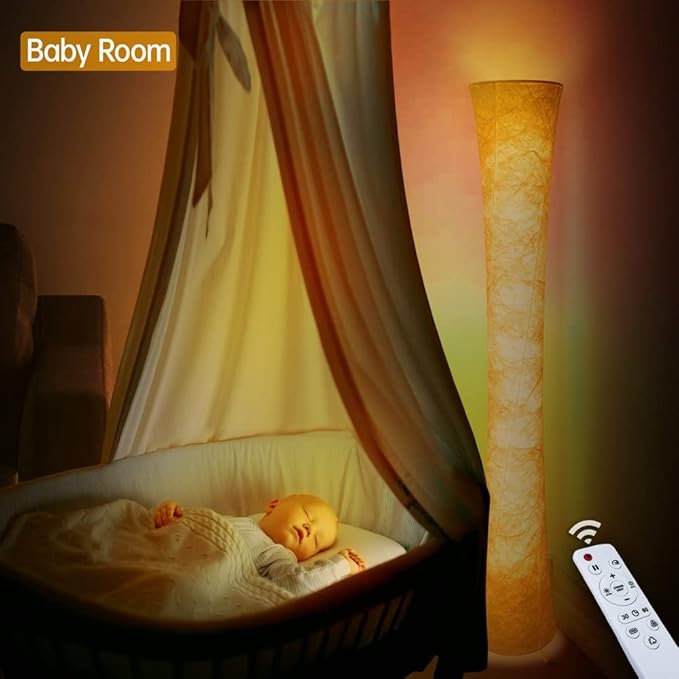 WORLD WIN Smart Led Floor Lamps, RGB Color Changing with APP & Remote Control, 62 Inch DIY Mode Music Sync Standing Modern Corner Lamp Decor for Living Room Bedroom Game, 1 Piece - LeafyLoom