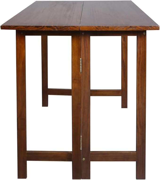 Casual Home Solid Wood Folding Convertible Dining Console Table, 40" W x 28" D x 30" H, Warm Brown - LeafyLoom