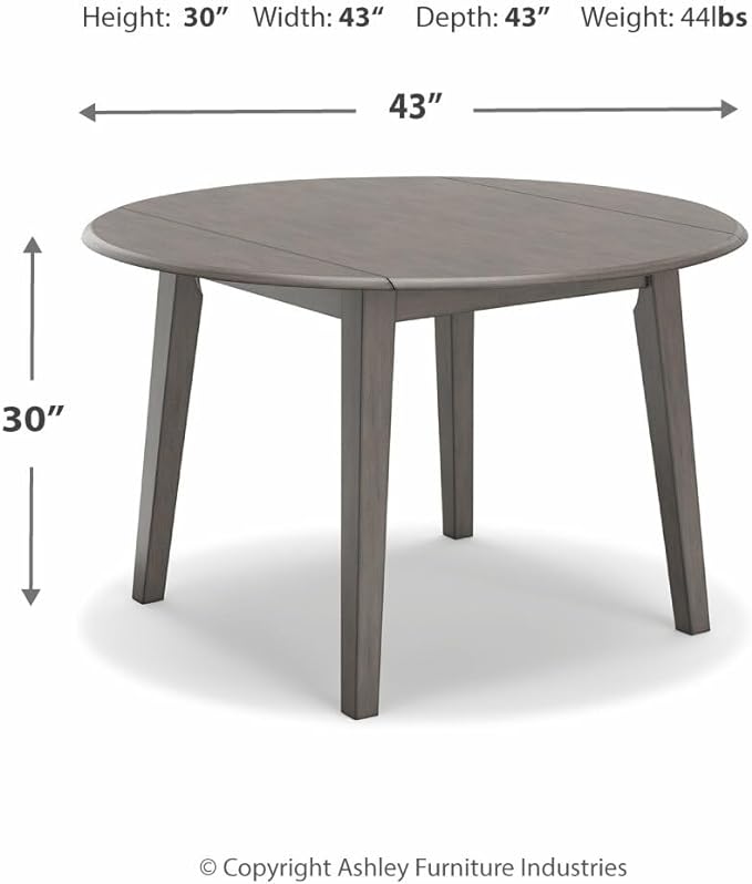 Signature Design by Ashley Shullden Casual Round Dining Small Drop Leaf Table, Seats up to 4, Gray - LeafyLoom