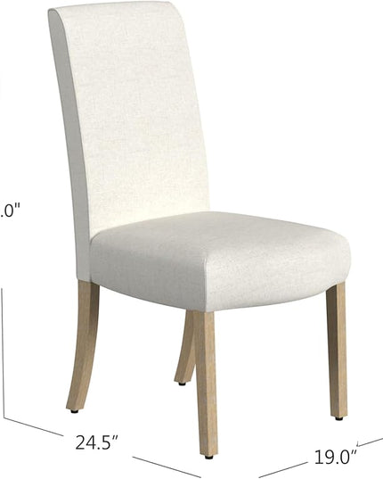 HomePop Classic Parsons Dining Chairs, Cream Textured Woven(Set of 2) - LeafyLoom