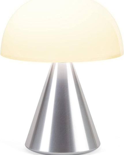 Lexon Mina L Mushroom Lamp - 9 LED Color Table Lamp for Bedrooms, Living Room & Office - Cordless, Rechargeable with 24h Light & Dimmer, Aluminum, Large - Alu Poli - LeafyLoom