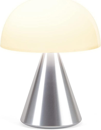 Lexon Mina L Mushroom Lamp - 9 LED Color Table Lamp for Bedrooms, Living Room & Office - Cordless, Rechargeable with 24h Light & Dimmer, Aluminum, Large - Alu Poli - LeafyLoom